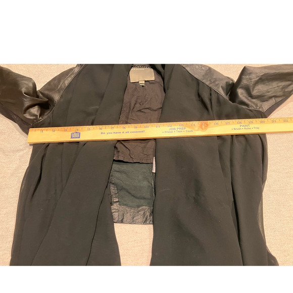 Muubaa Women's 10 Black Sheer Drape Leather Moto Mixed Media Jacket Cropped - Picture 10 of 12